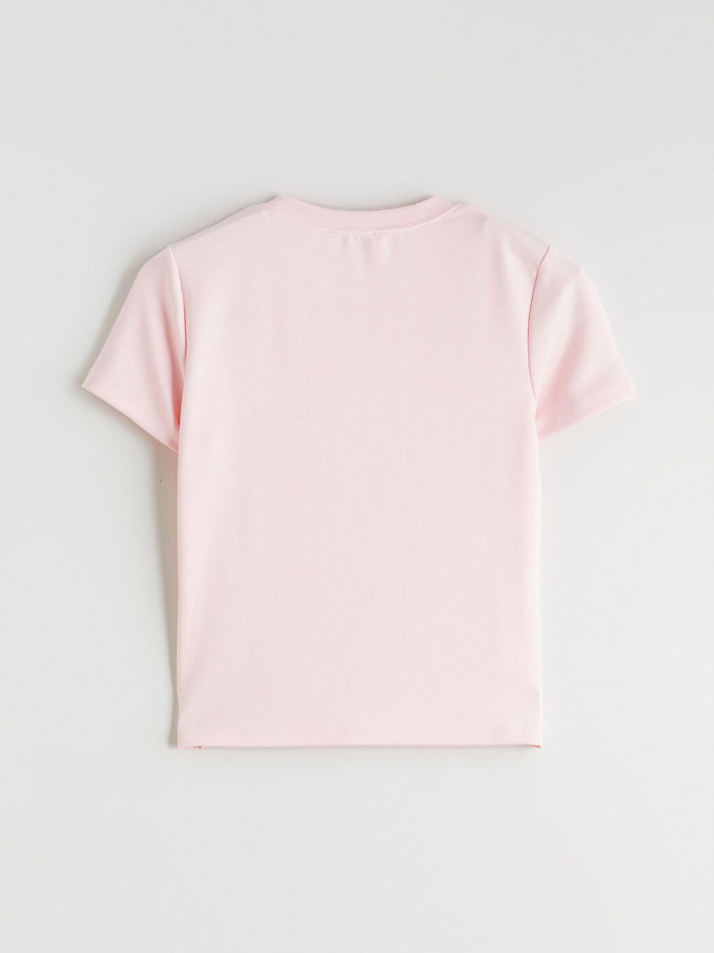 Pembe Bisiklet Yaka Kadın Tişört-5