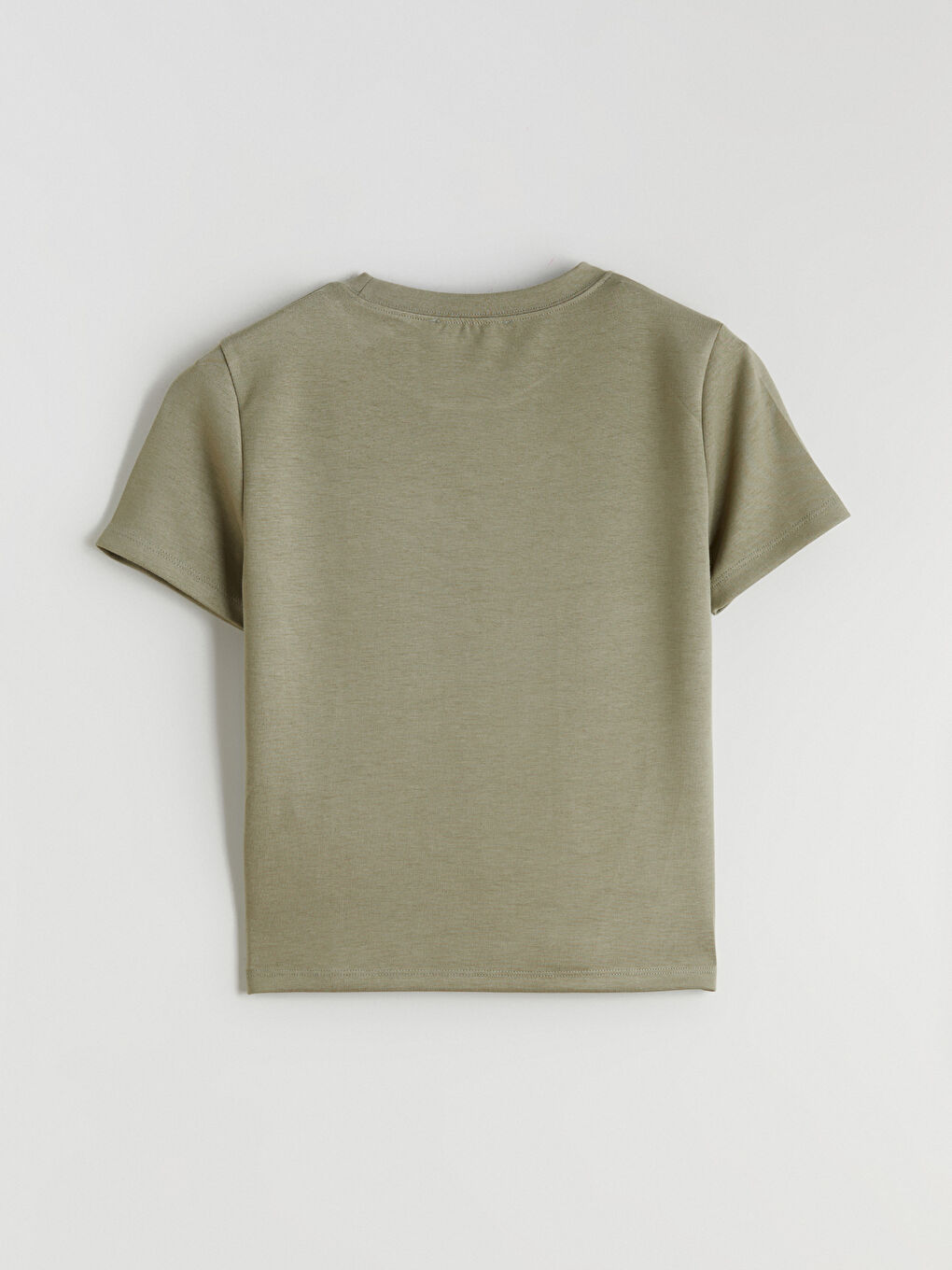 Yeşil Bisiklet Yaka Kadın Tişört-5