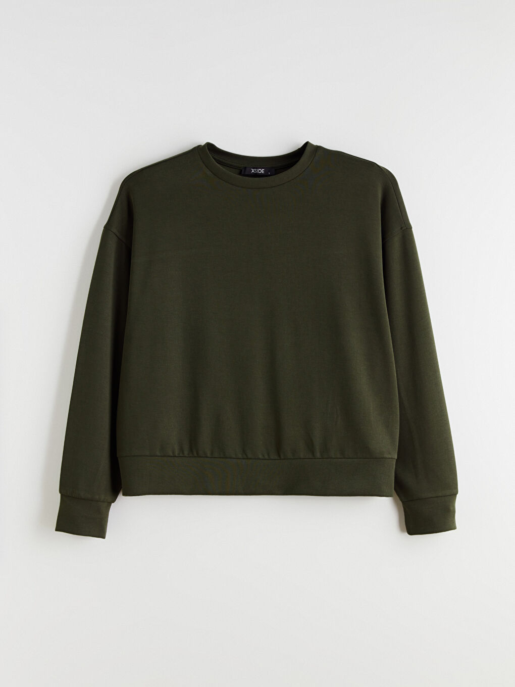 Haki Bisiklet Yaka Oversize Kadın Sweatshirt-4