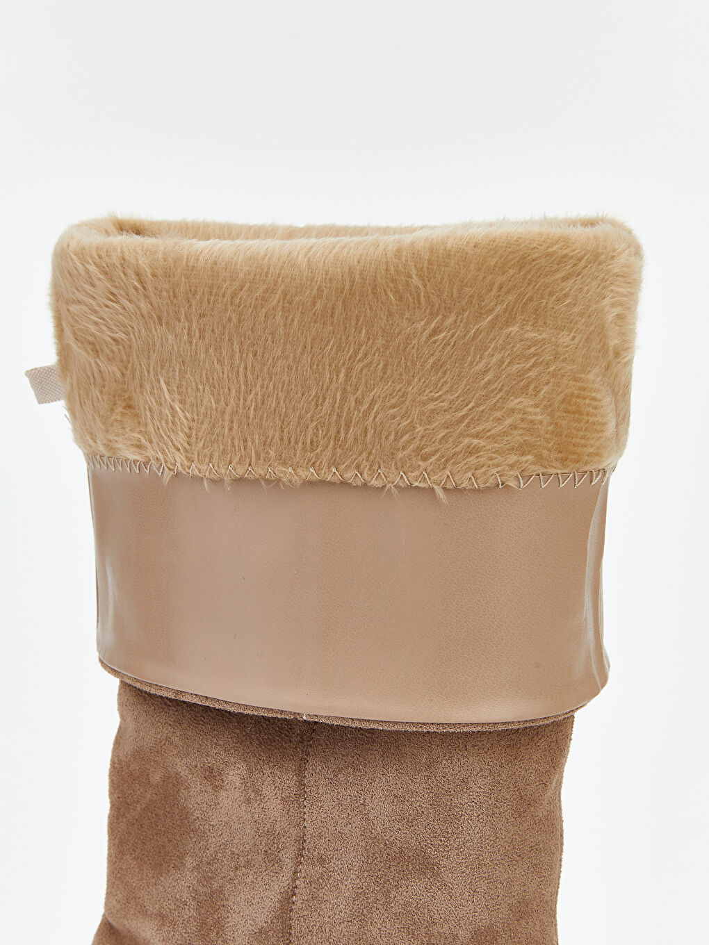 Bej Deri Görünümlü Topuklu Kadın Bot-5