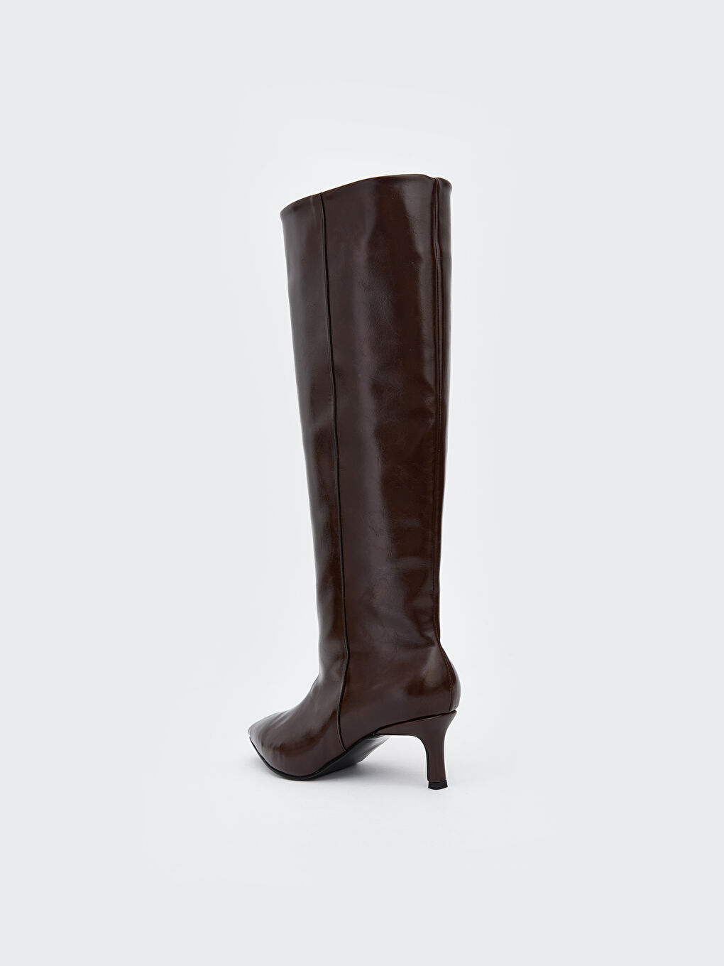 Kahverengi Deri Görünümlü Topuklu Kadın Bot-4