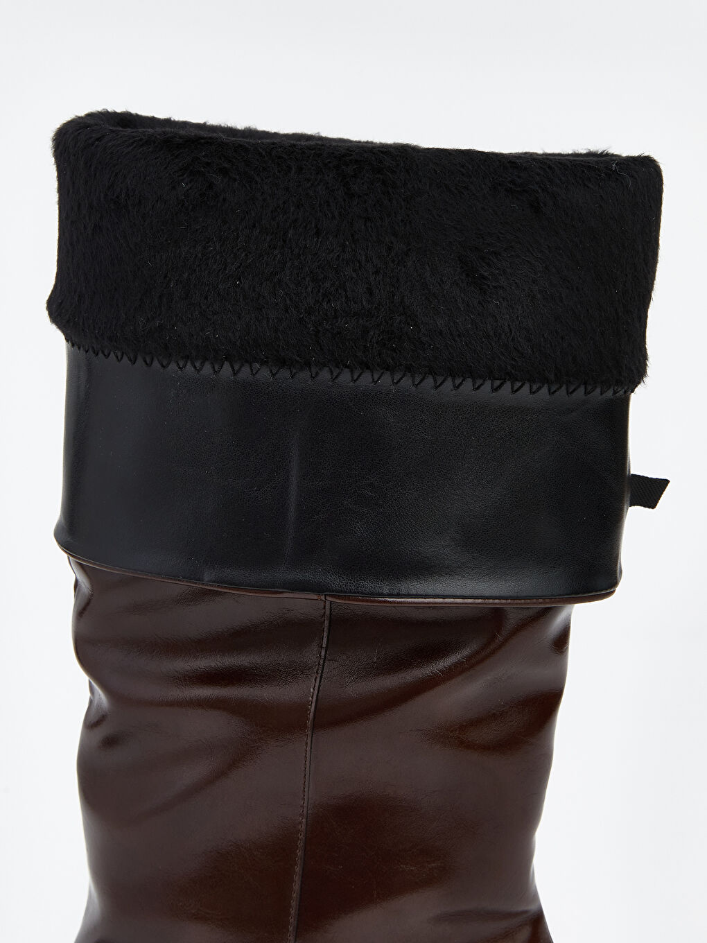 Kahverengi Deri Görünümlü Topuklu Kadın Bot-5