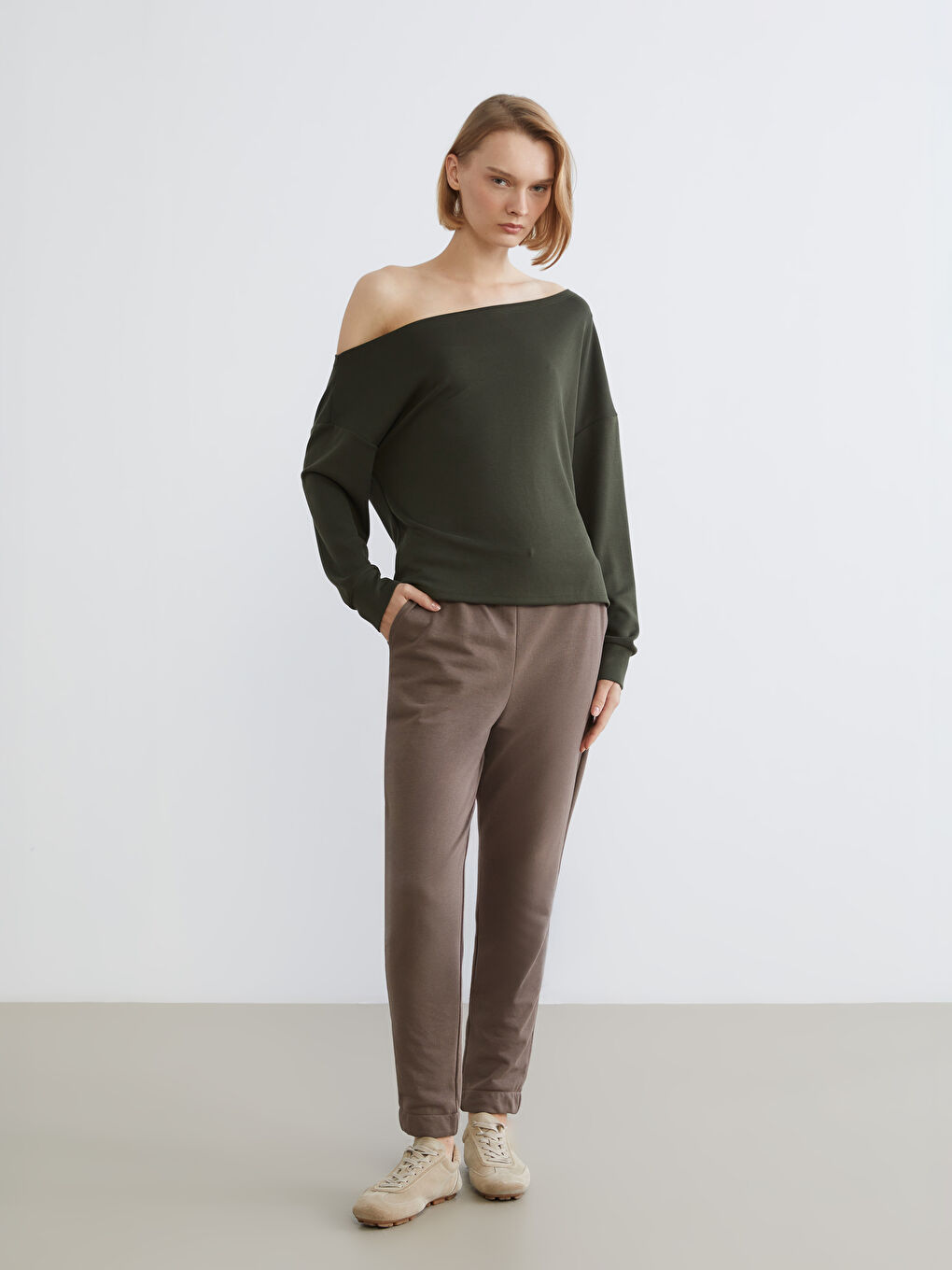 Slash Neck Women's Sweatshirt-1