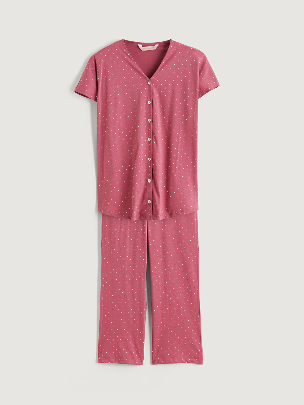 Bordo V Yaka Desenli Hamile Pijama Takımı-4