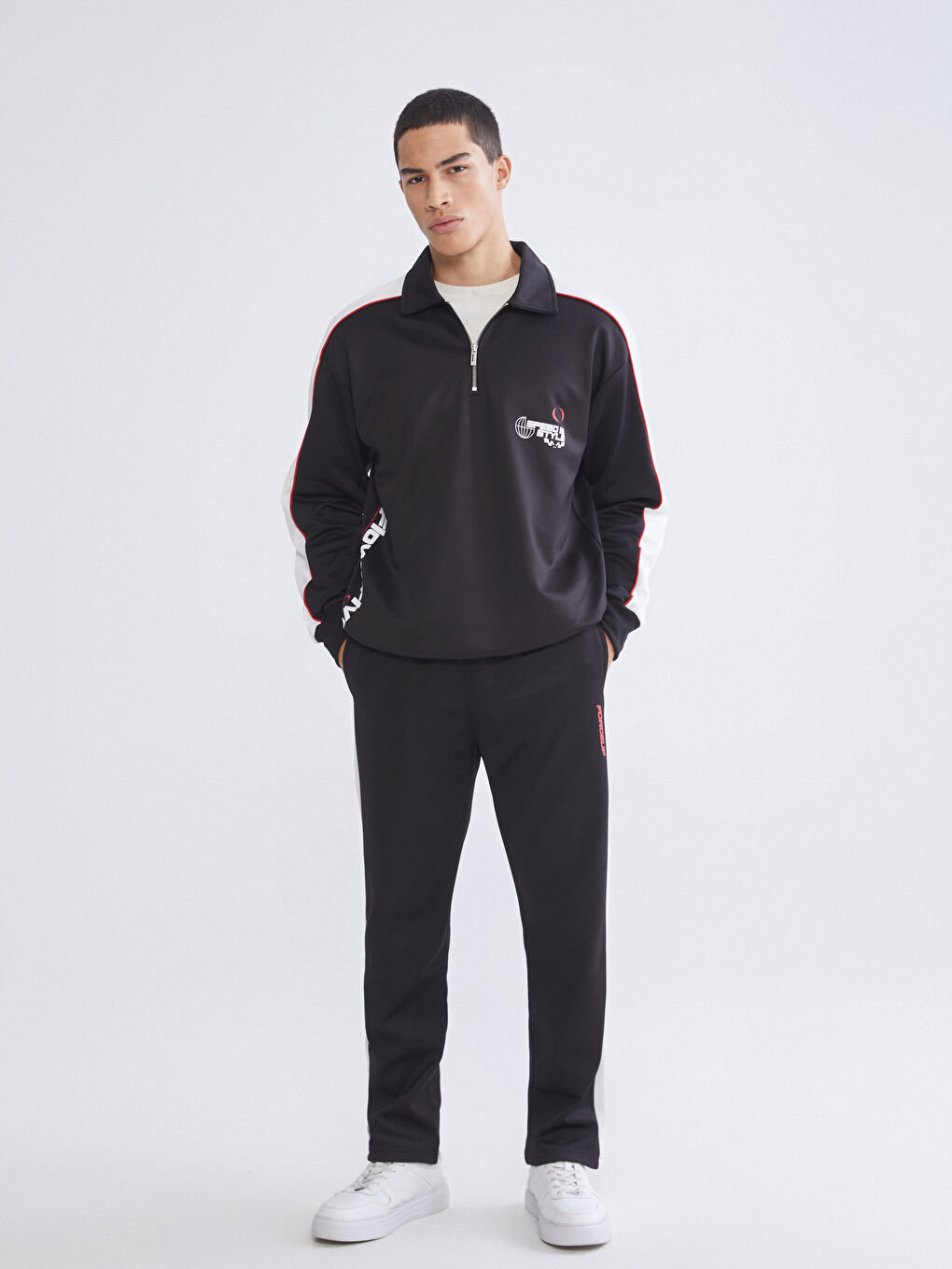 Polo Neck Printed Men's Sweatshirt-1