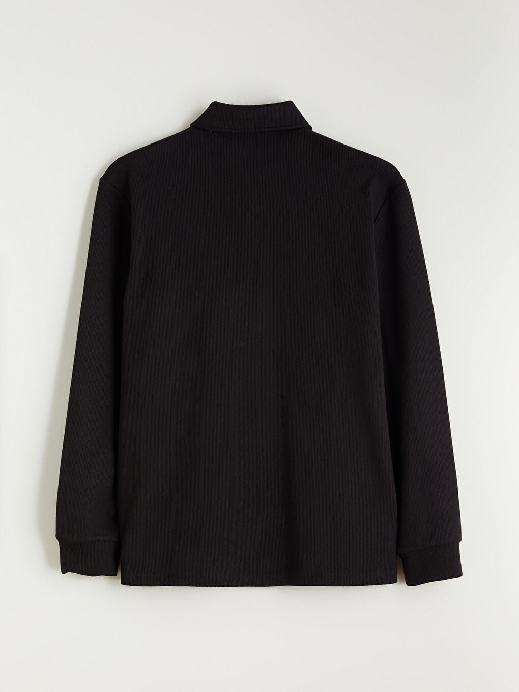 Siyah Polo Yaka Uzun Kollu Erkek Tişört-5