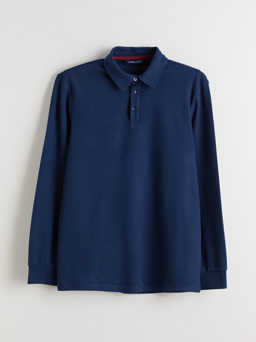 Lacivert Polo Yaka Uzun Kollu Erkek Tişört-5