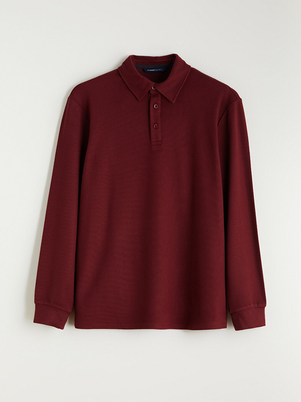 Bordo Polo Yaka Uzun Kollu Erkek Tişört-4