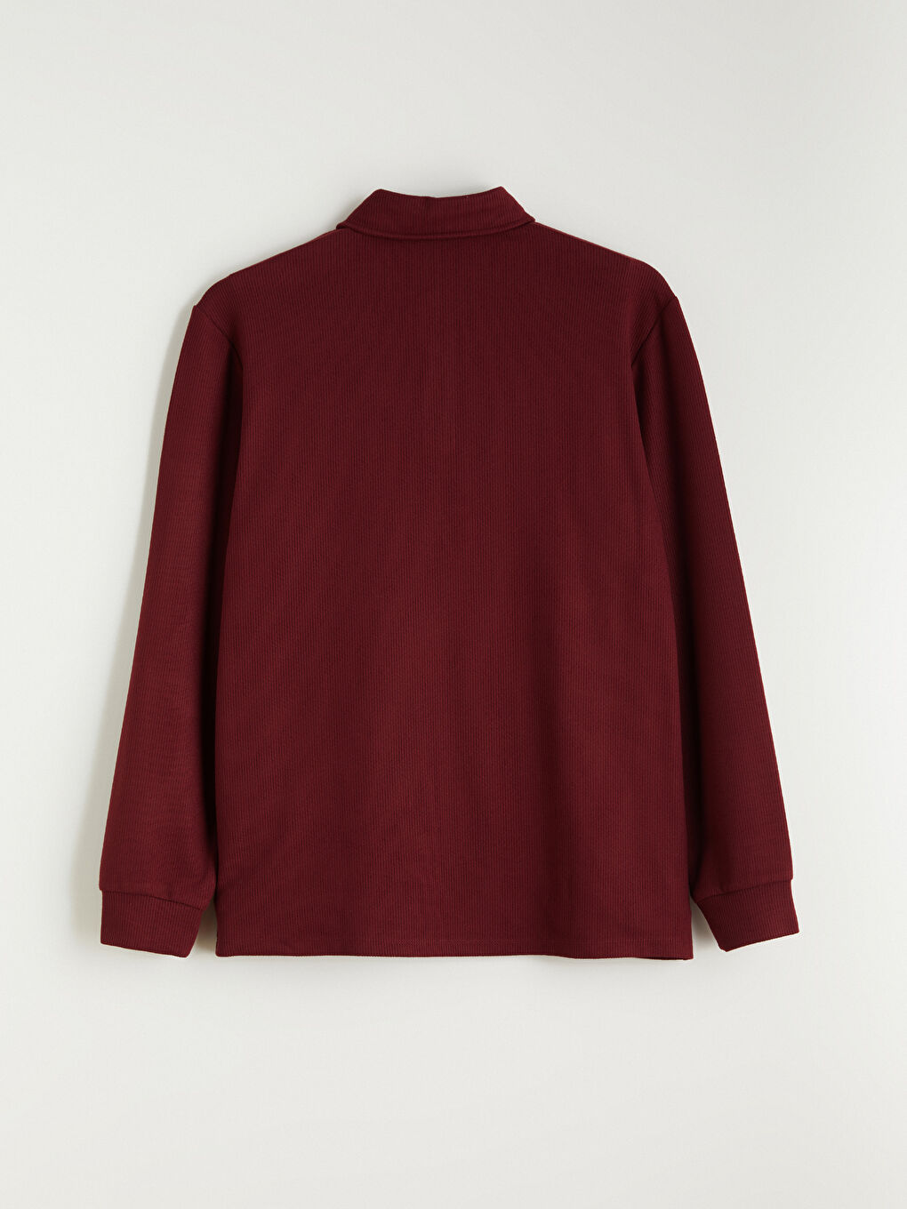 Bordo Polo Yaka Uzun Kollu Erkek Tişört-5