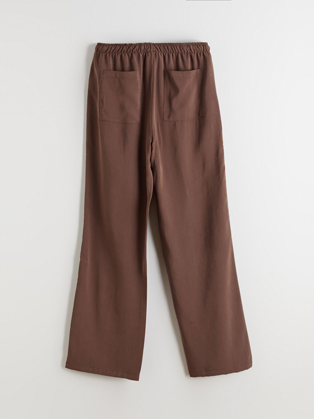Kahverengi Beli Lastikli Geniş Paça Kadın Pantolon-5