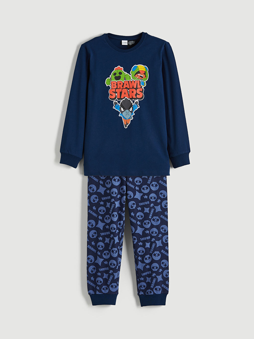 Lacivert Brawl Stars Baskılı Erkek Çocuk Pijama Takım