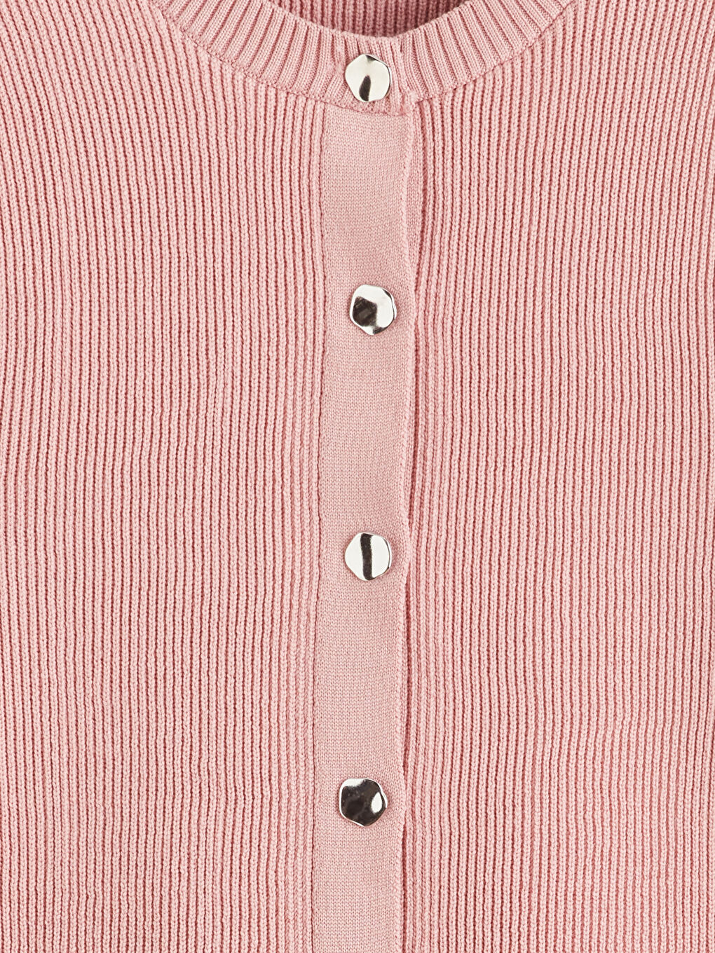 Pembe Bisiklet Yaka Kız Çocuk Triko Yelek-1