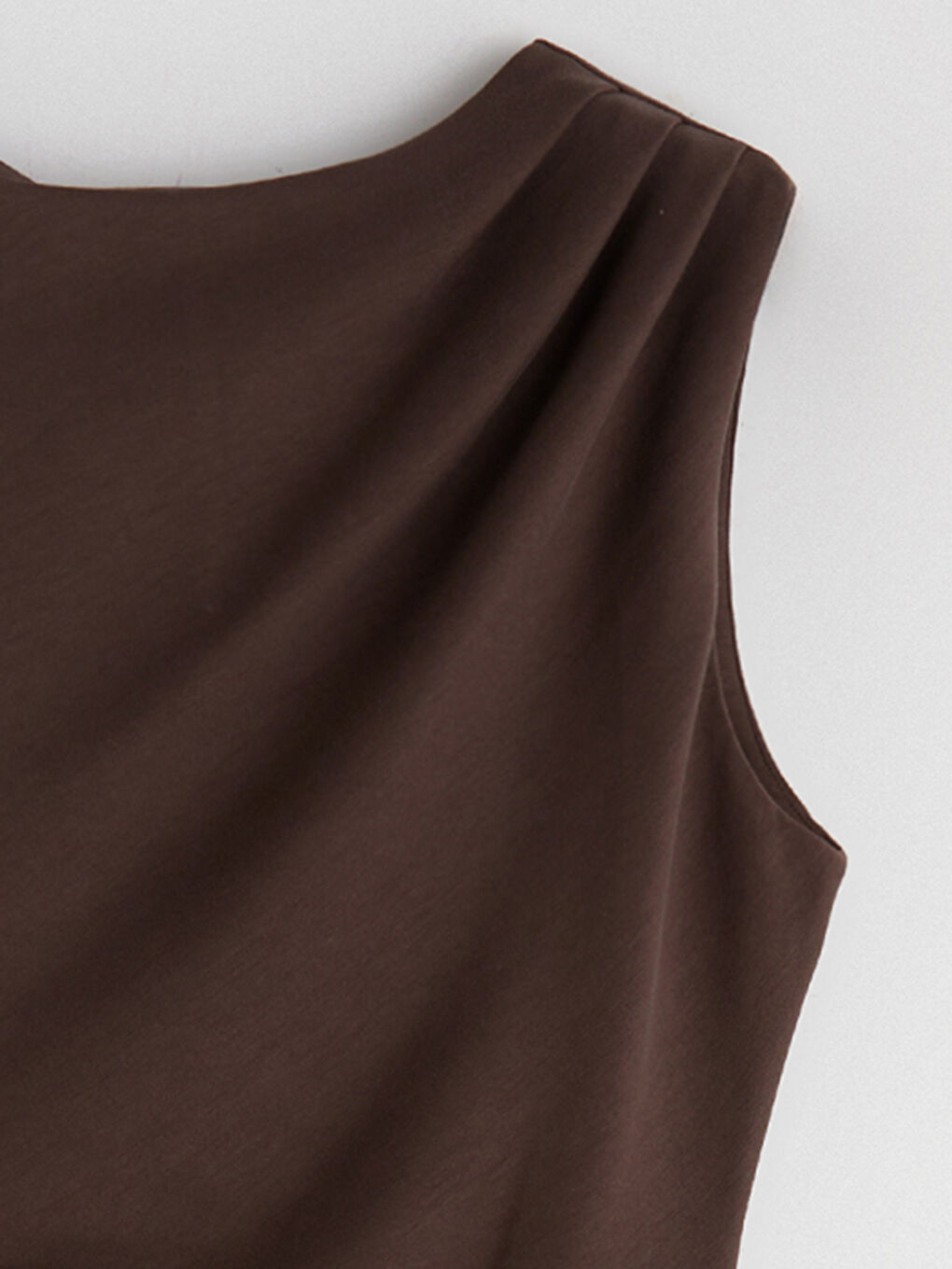 Kahverengi Bisiklet Yaka Büzgülü Elbise-4