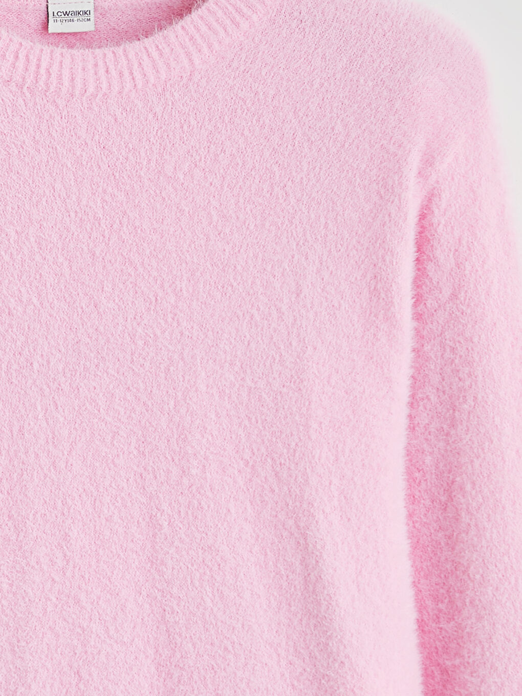 Pembe Bisiklet Yaka Kız Çocuk Triko Kazak-1