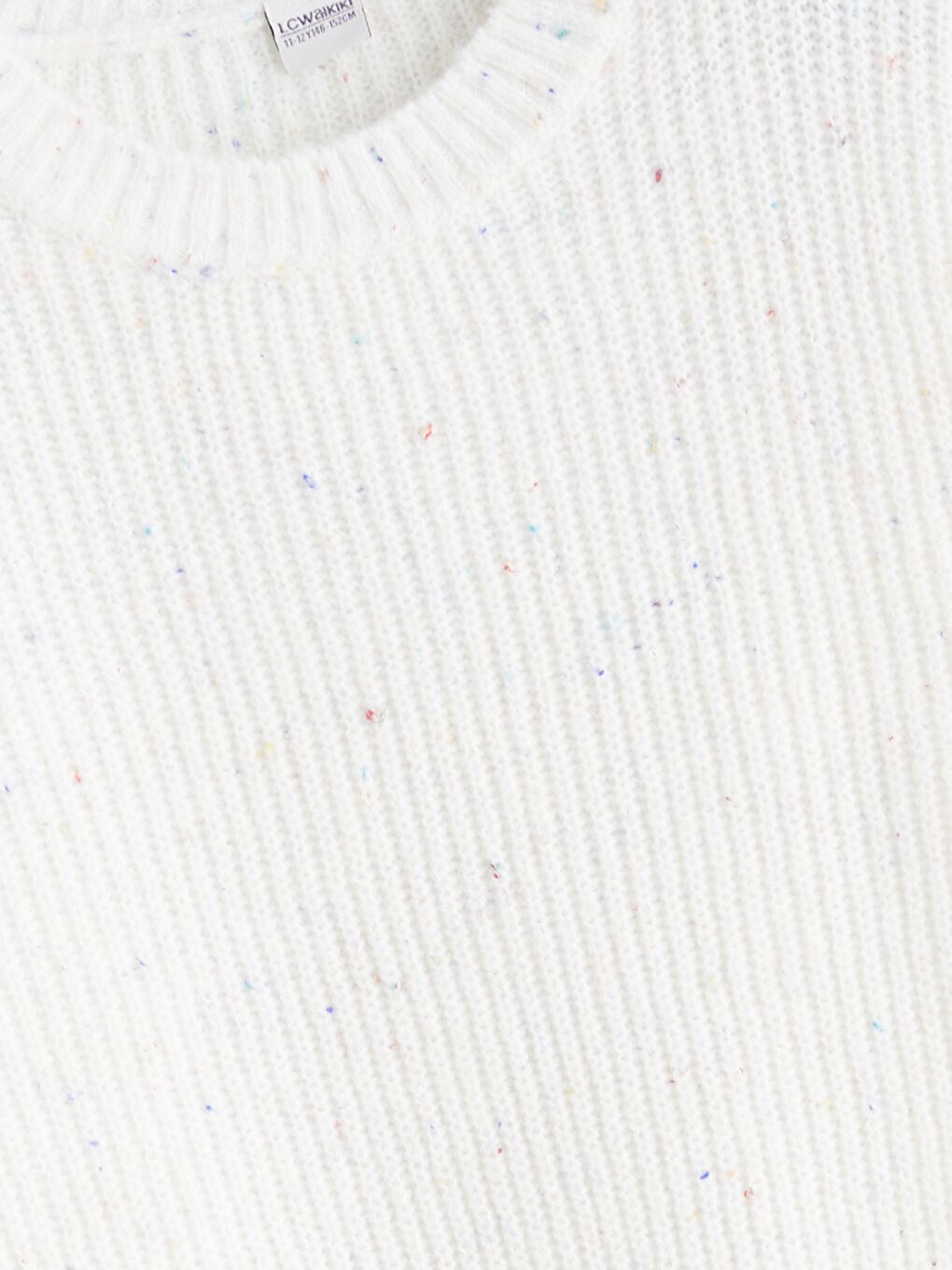 Ekru Bisiklet Yaka Kız Çocuk Triko Kazak-3