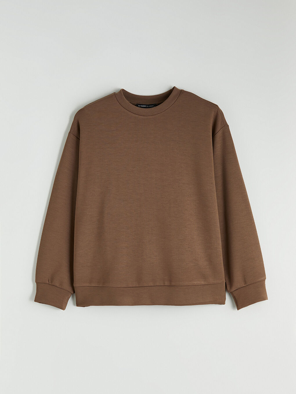 Kahverengi Bisiklet Yaka Oversize Kadın Sweatshirt-4