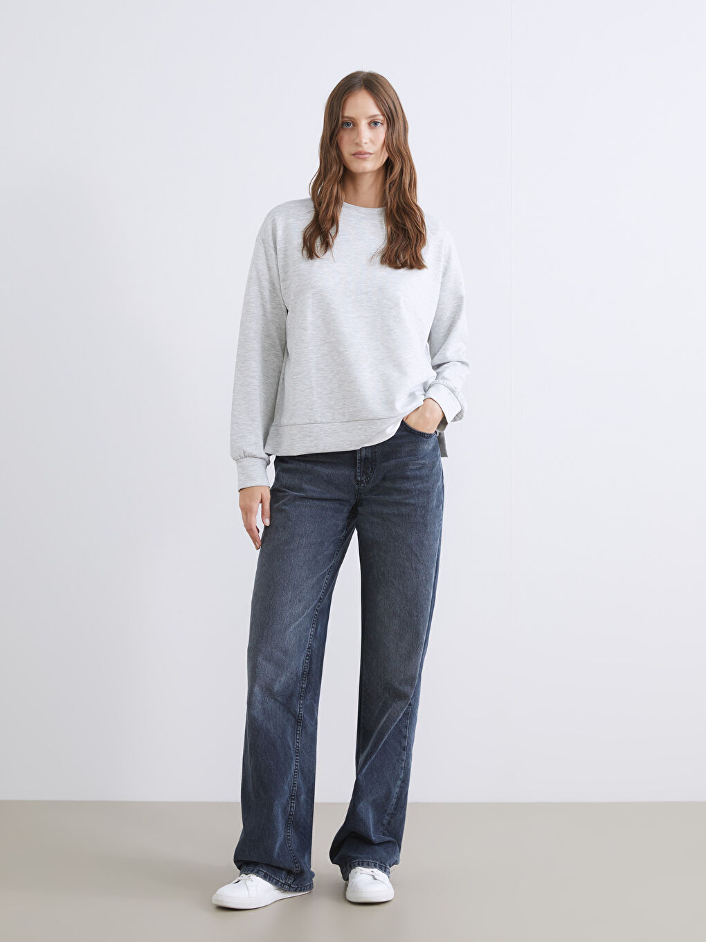 Crew Neck Oversize Women's Sweatshirt-1