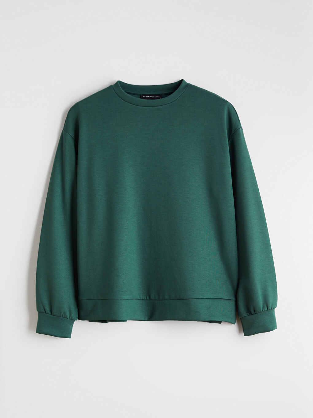 Yeşil Bisiklet Yaka Oversize Kadın Sweatshirt-4