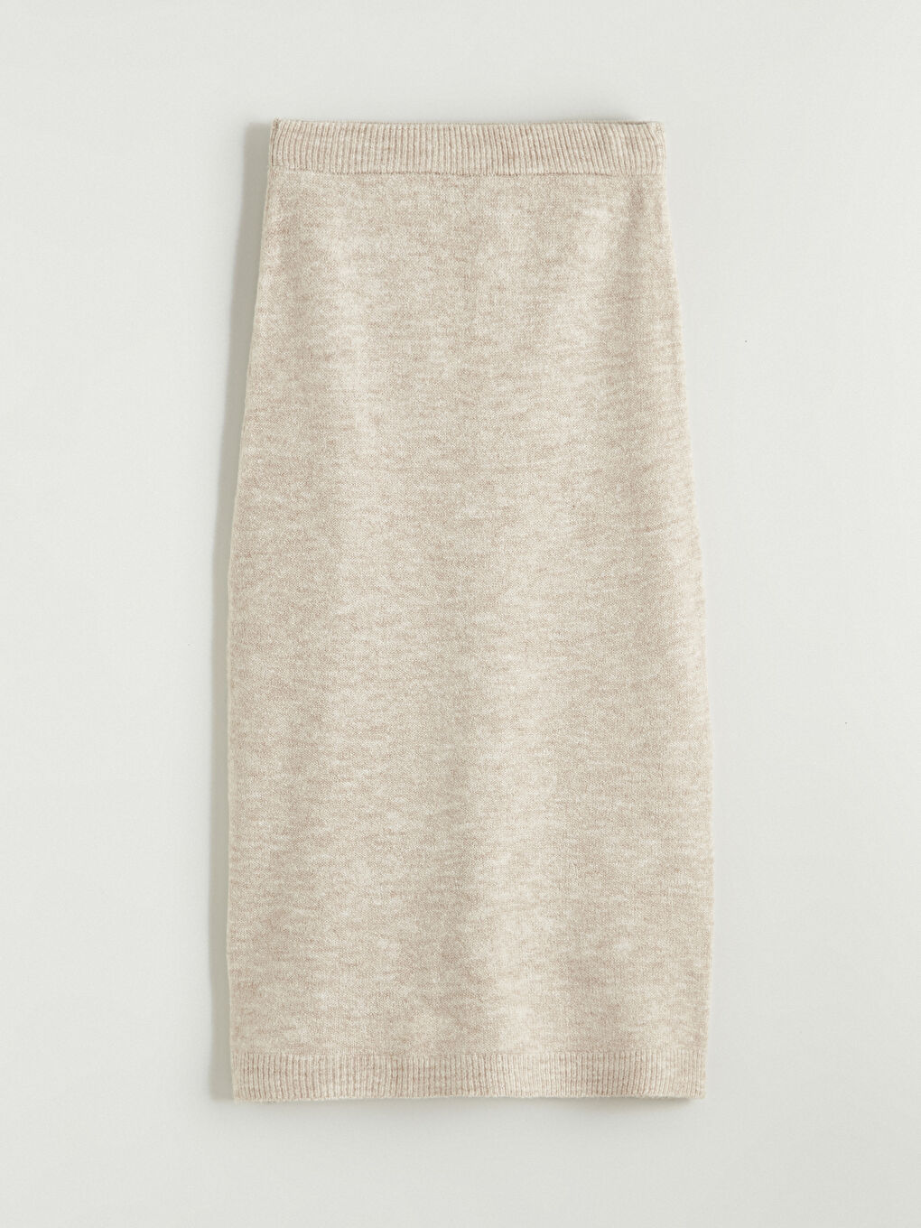 Elastic Waist Slit Detail Knitwear Skirt-4