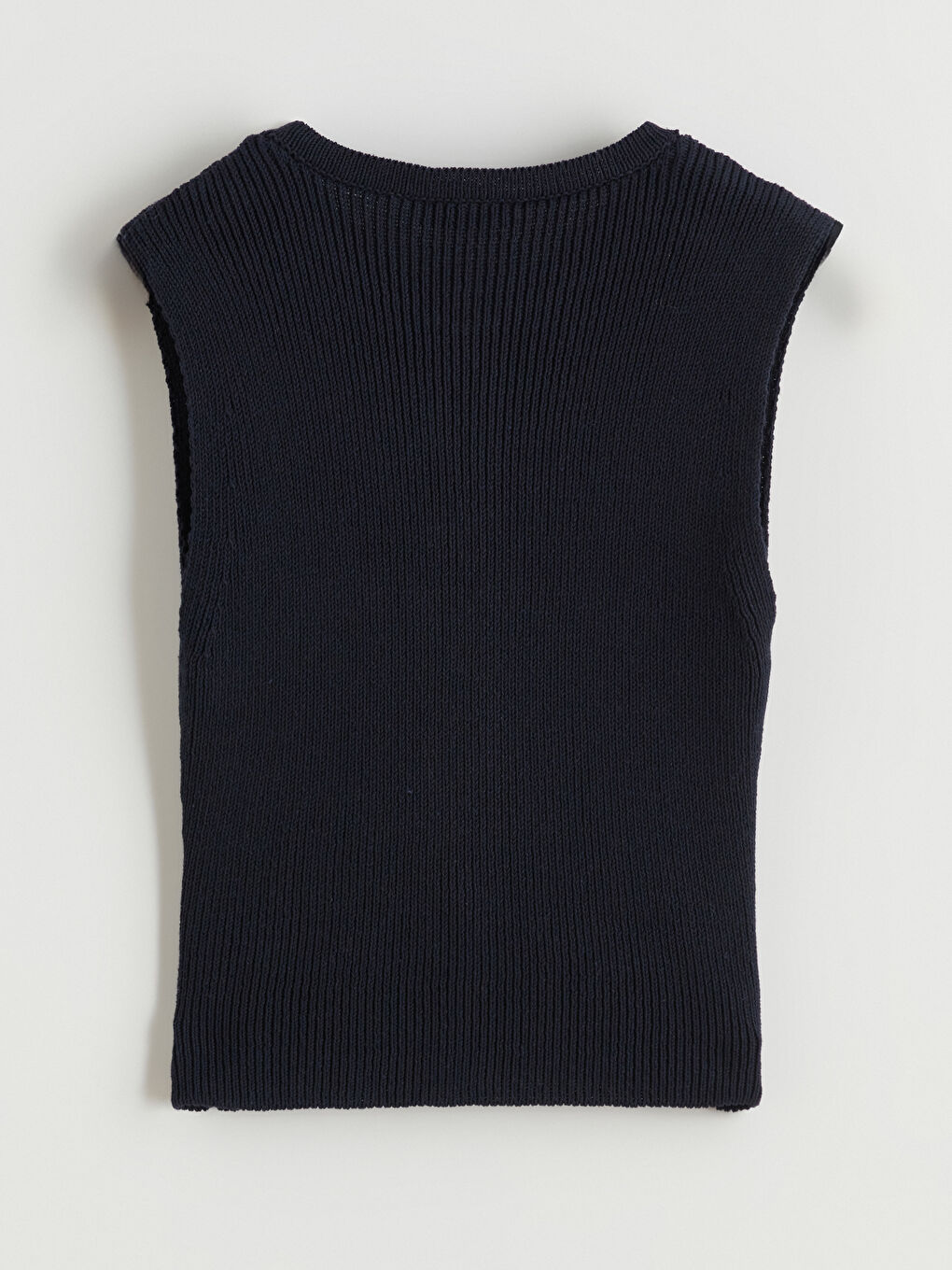 Lacivert Bisiklet Yaka Kadın Triko Yelek-5