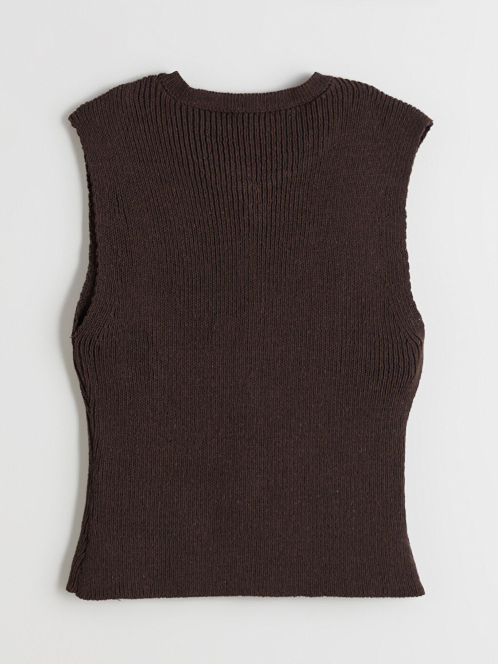 Kahverengi Bisiklet Yaka Kadın Triko Yelek-5