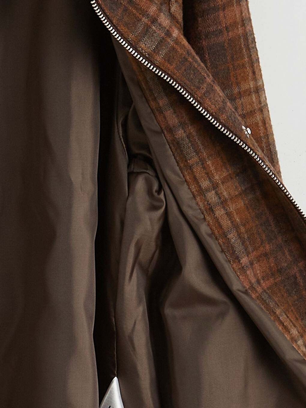 Kahverengi Kadife Gömlek Yaka Ekose Kadın Ceket-2