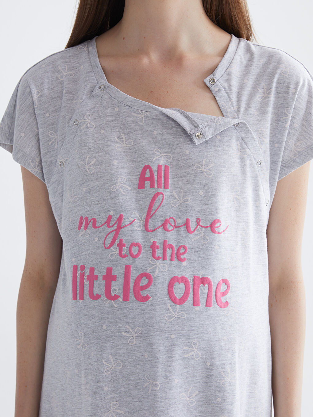 Crew Neck Printed Maternity Nightdress-2