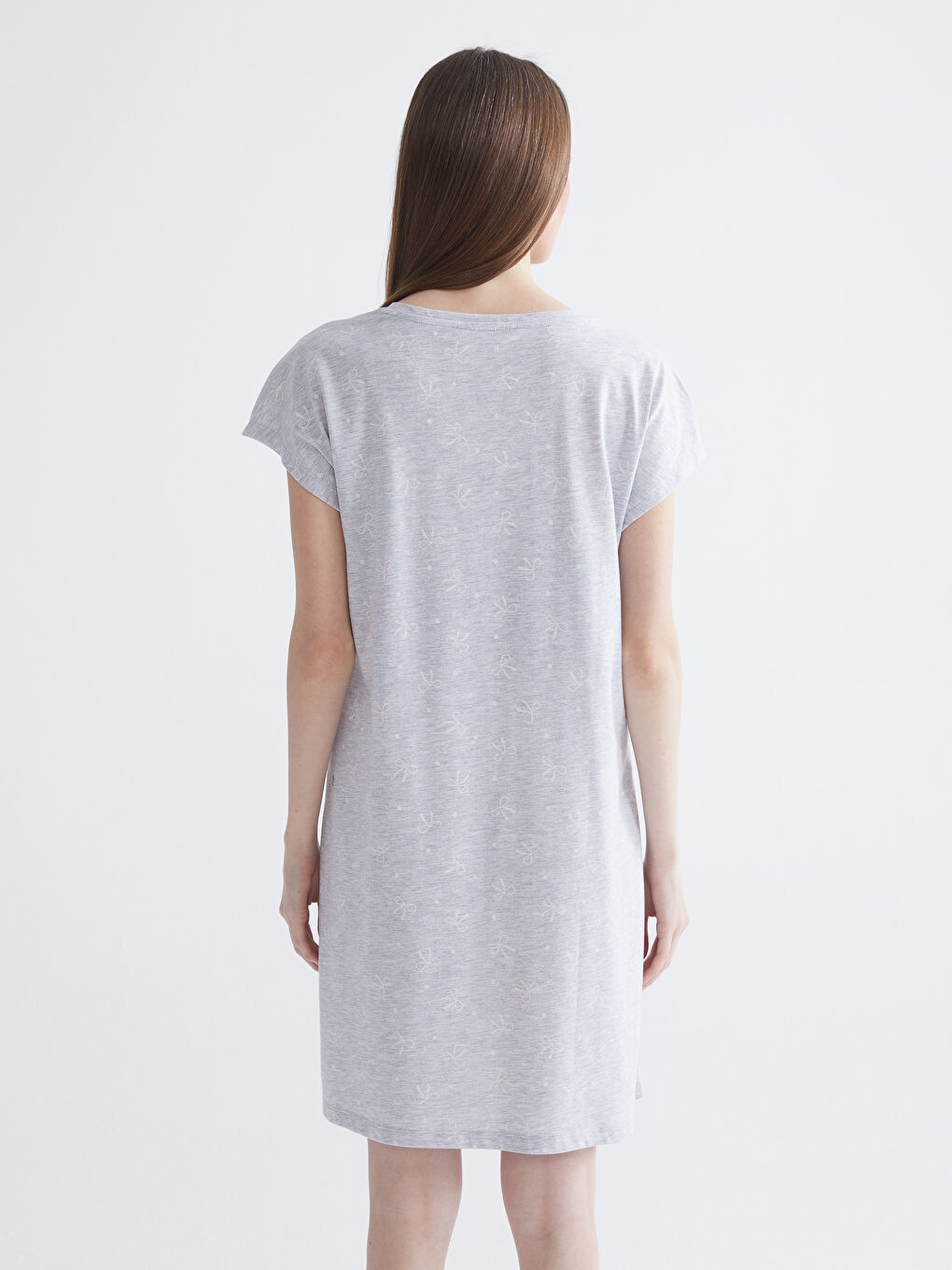 Crew Neck Printed Maternity Nightdress-3