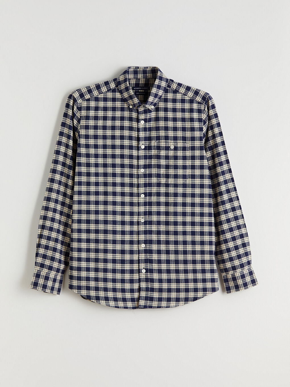 Ekru Regular Fit Uzun Kollu Ekose Erkek Gömlek-4