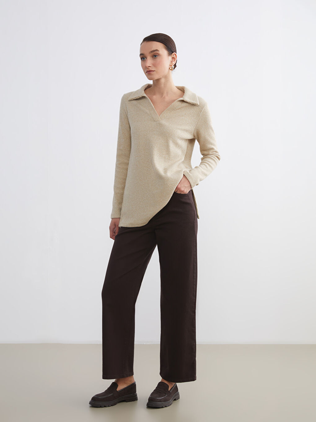 Regular Fit Wide Leg Women's Trousers