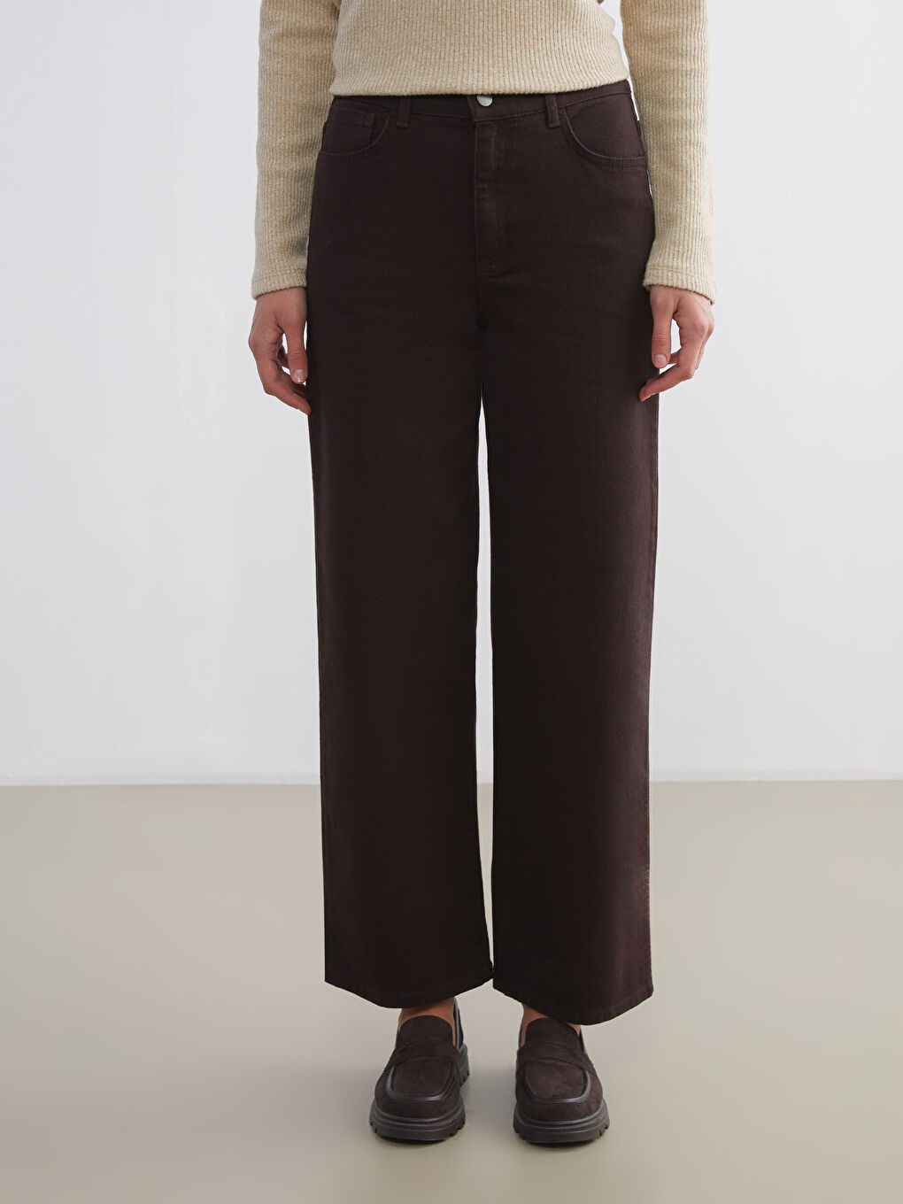 Regular Fit Wide Leg Women's Trousers-1