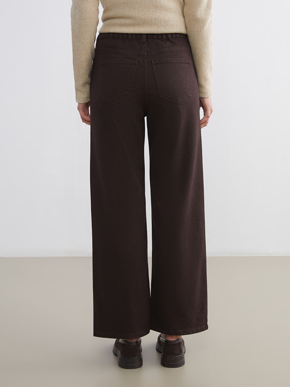 Regular Fit Wide Leg Women's Trousers-3