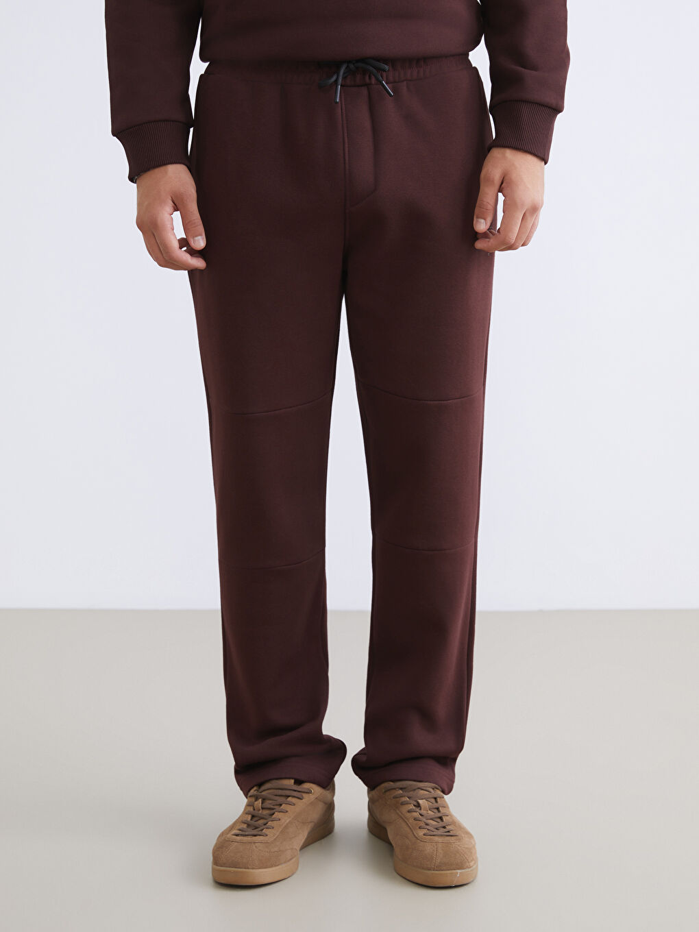 Bordo Standart Kalıp Erkek Kalın Eşofman Altı-1