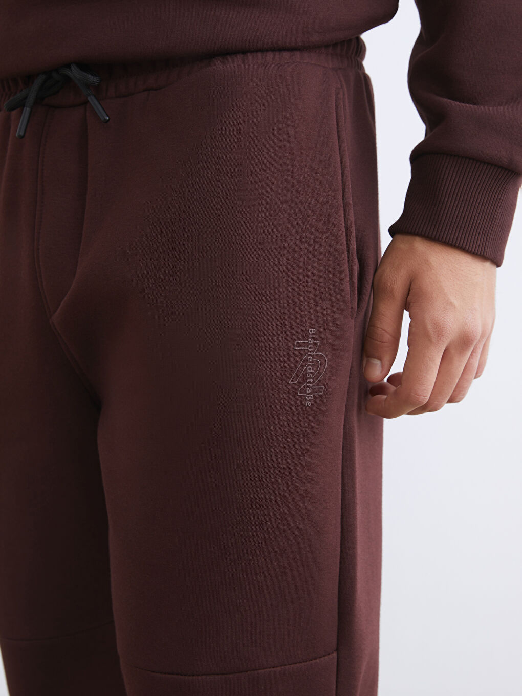 Bordo Standart Kalıp Erkek Kalın Eşofman Altı-2