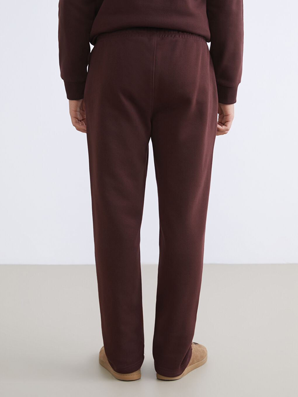 Bordo Standart Kalıp Erkek Kalın Eşofman Altı-3