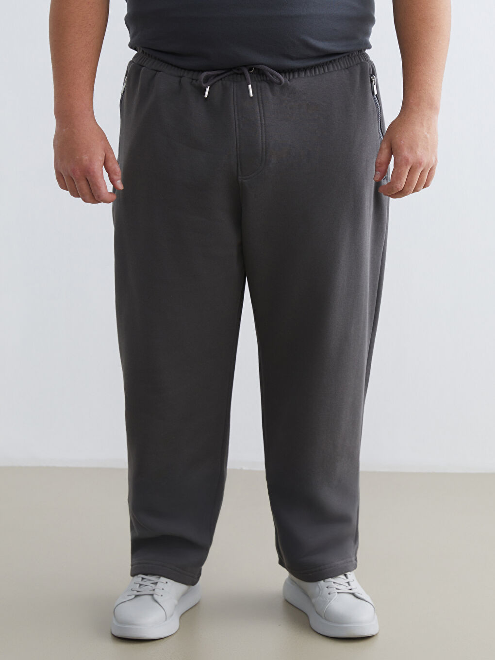 Gri Standart Kalıp Erkek Kalın Eşofman Altı-1