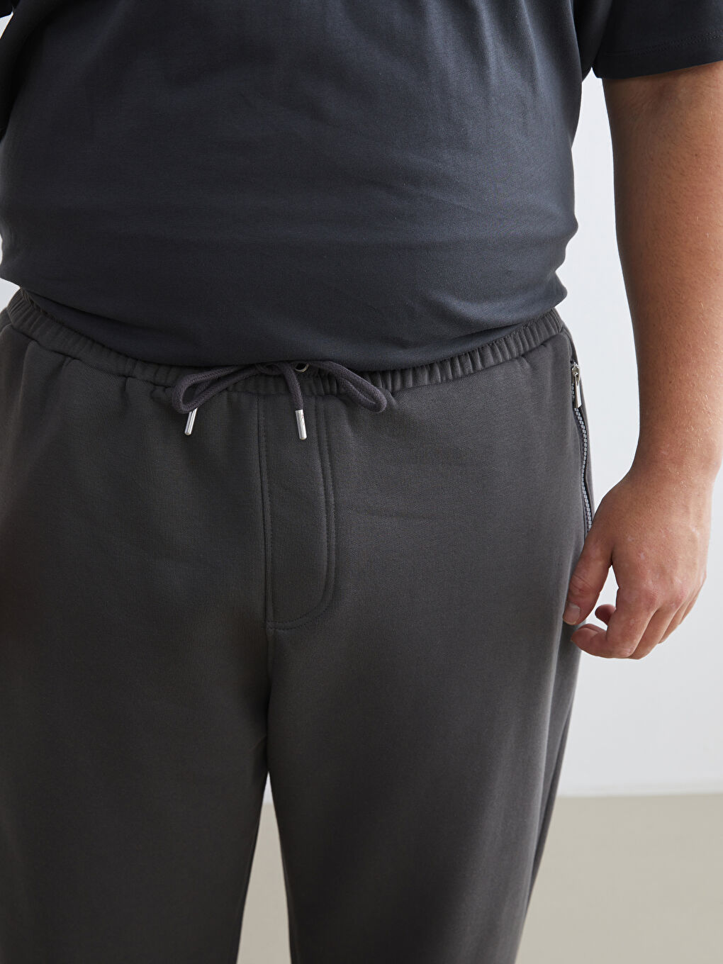 Gri Standart Kalıp Erkek Kalın Eşofman Altı-2