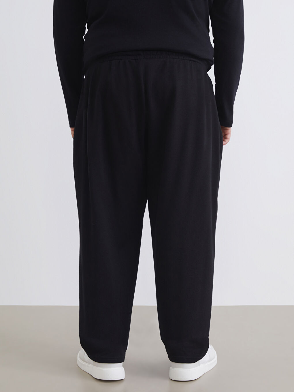 Siyah Standart Kalıp Erkek Kalın Eşofman Altı-6