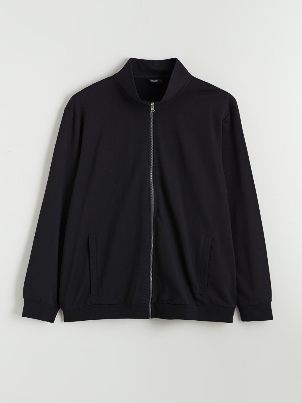 Siyah Dik Yaka Erkek Fermuarlı Sweatshirt-4