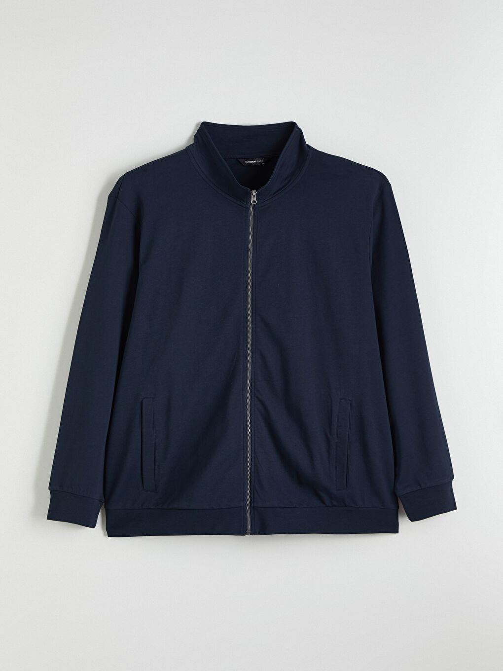 Lacivert Dik Yaka Erkek Fermuarlı Sweatshirt-4