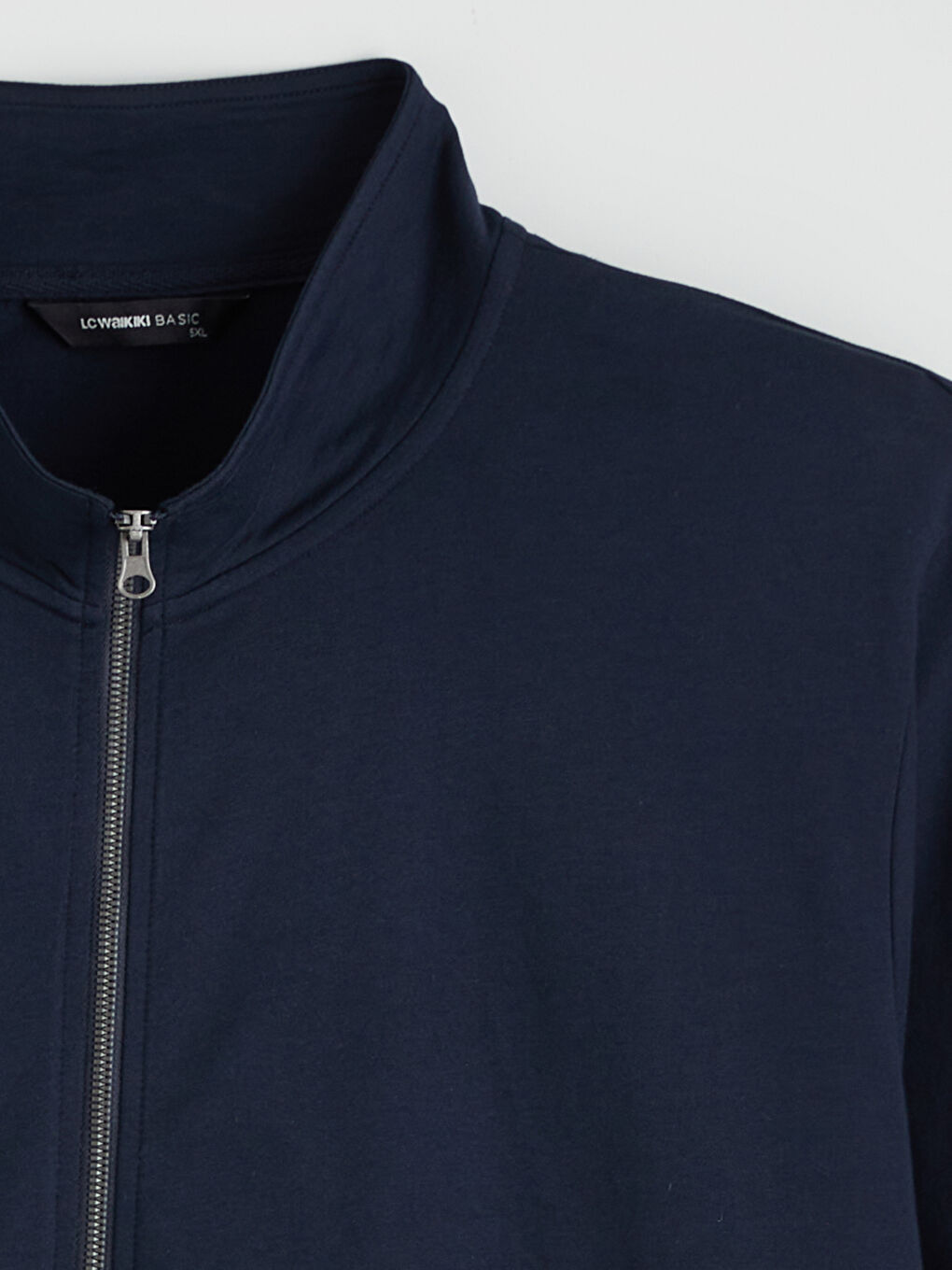 Lacivert Dik Yaka Erkek Fermuarlı Sweatshirt-5