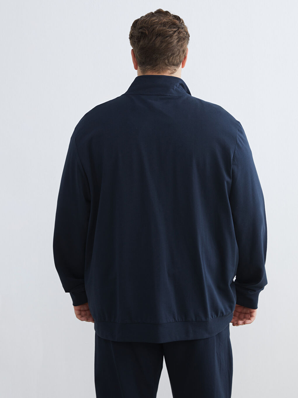 Lacivert Dik Yaka Erkek Fermuarlı Sweatshirt-3