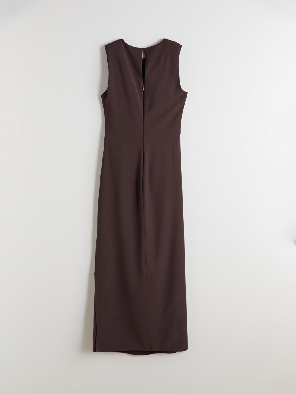 Kahverengi Bisiklet Yaka Büzgülü Belden Oturtmalı Elbise-5