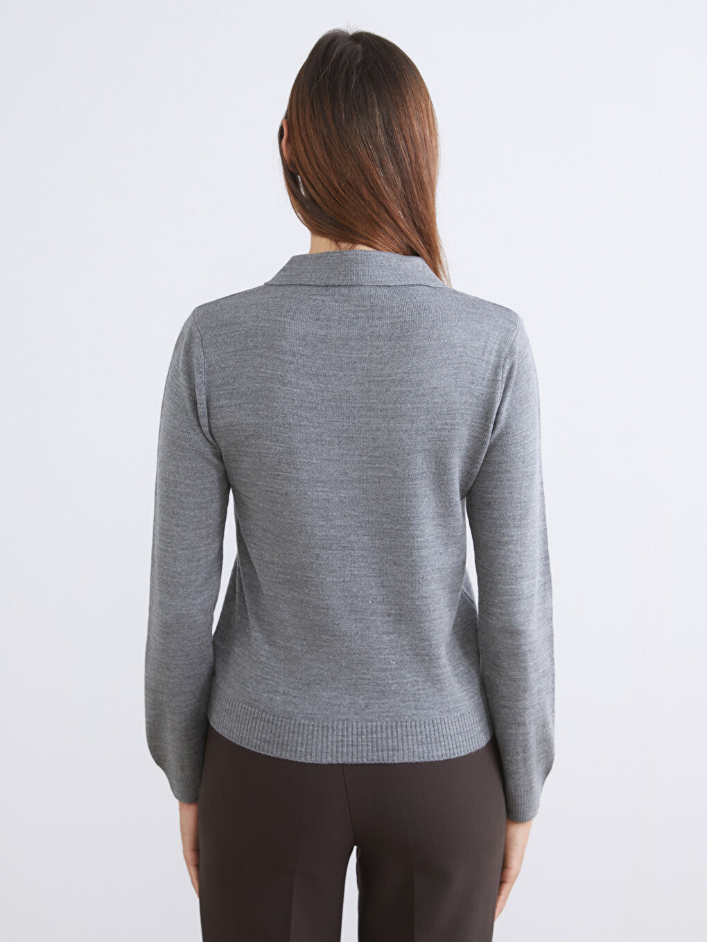 Polo Neck Women's Knitwear Sweater-3