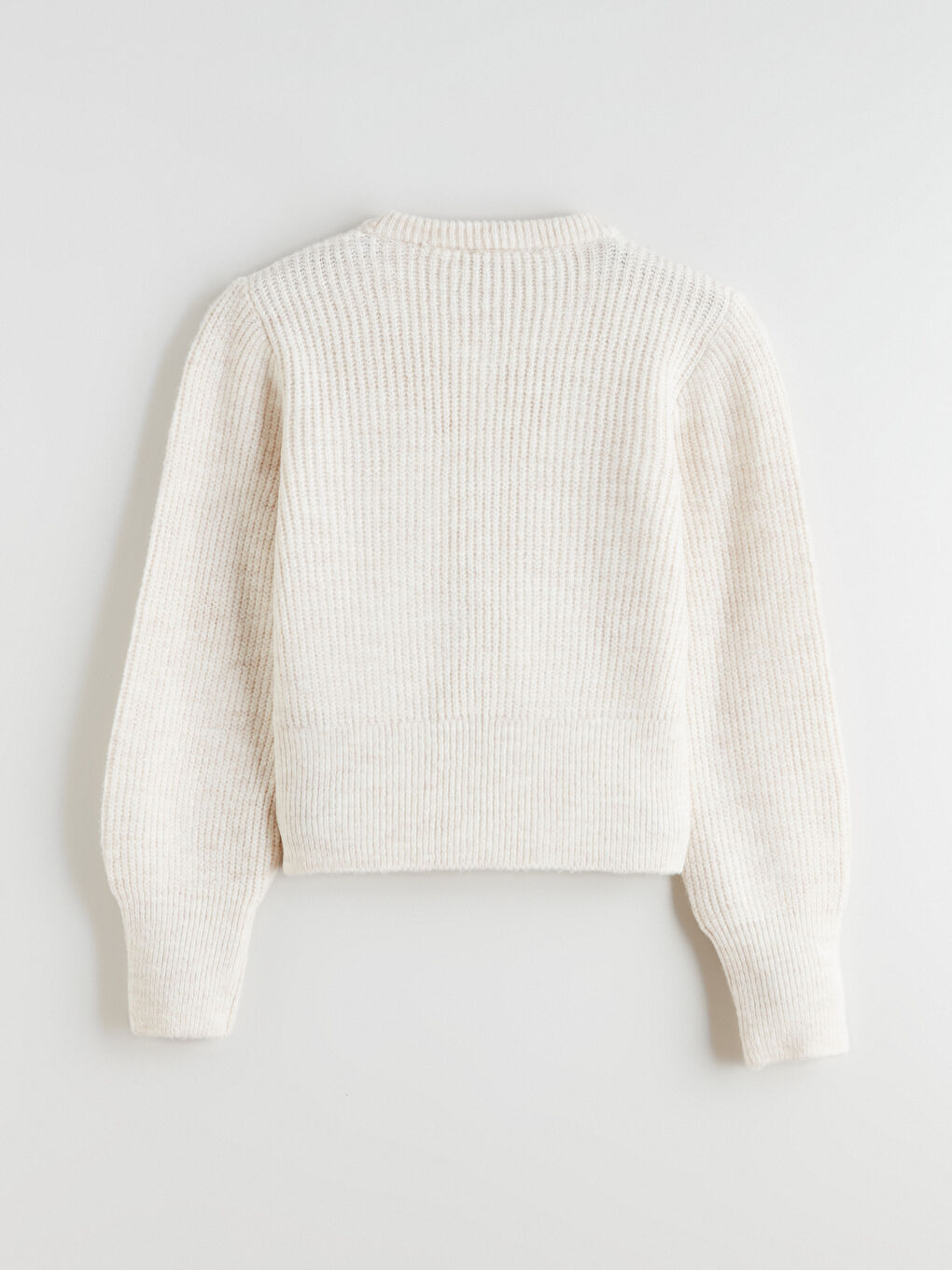 Ekru Bisiklet Yaka Kadın Triko Hırka-5