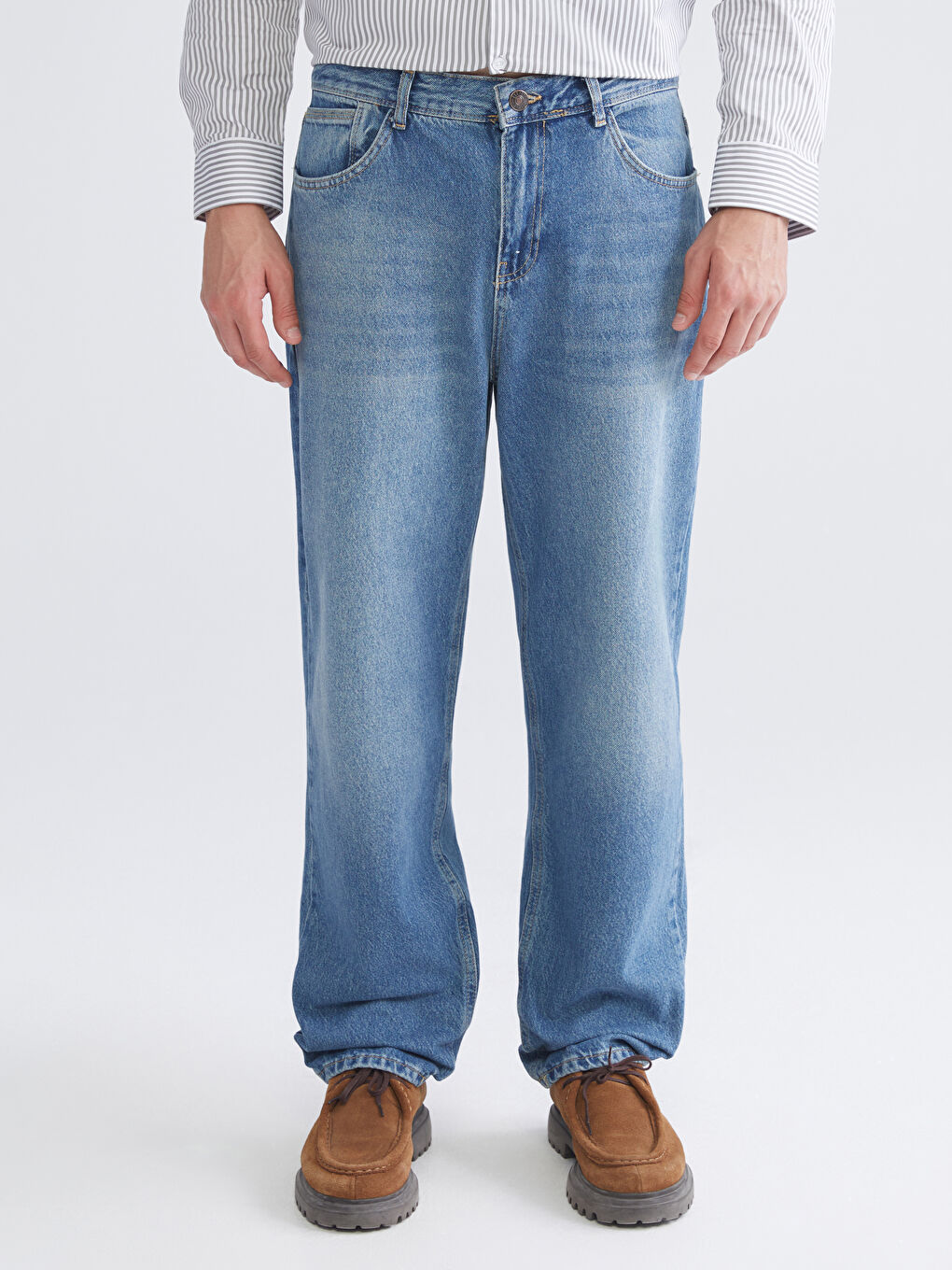 İndigo Baggy Fit Erkek Jean Pantolon-1