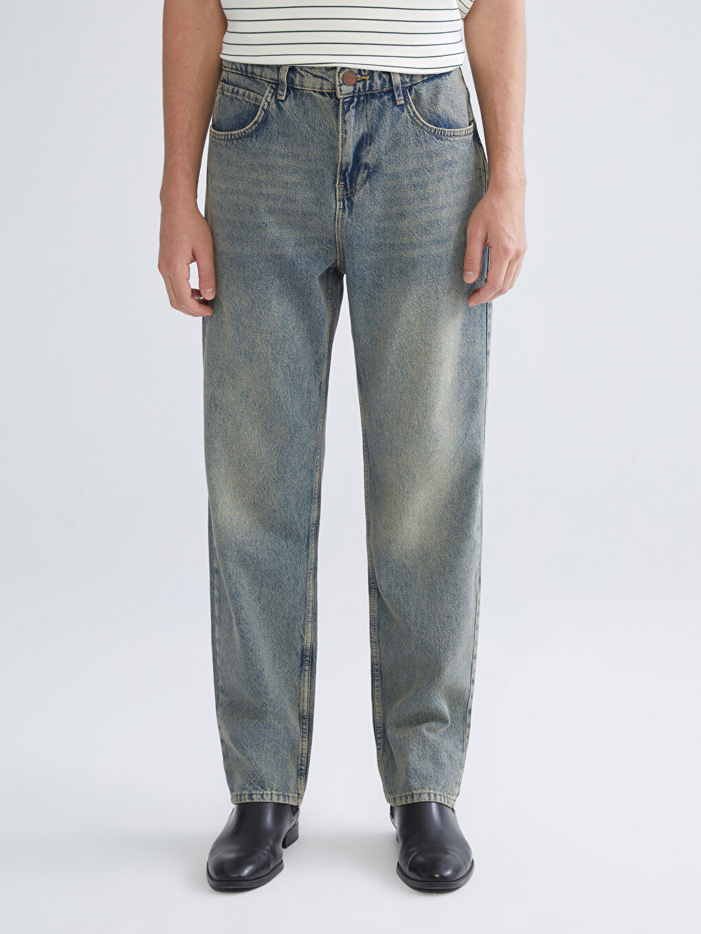 İndigo Baggy Fit Erkek Jean Pantolon-1