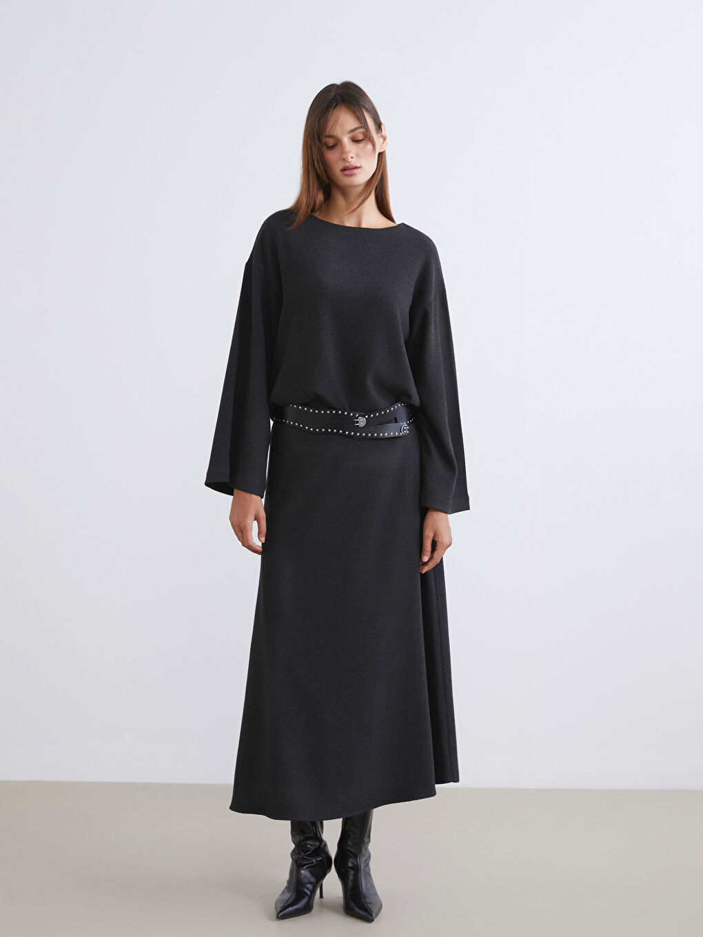 Siyah Bisiklet Yaka Bluz-1