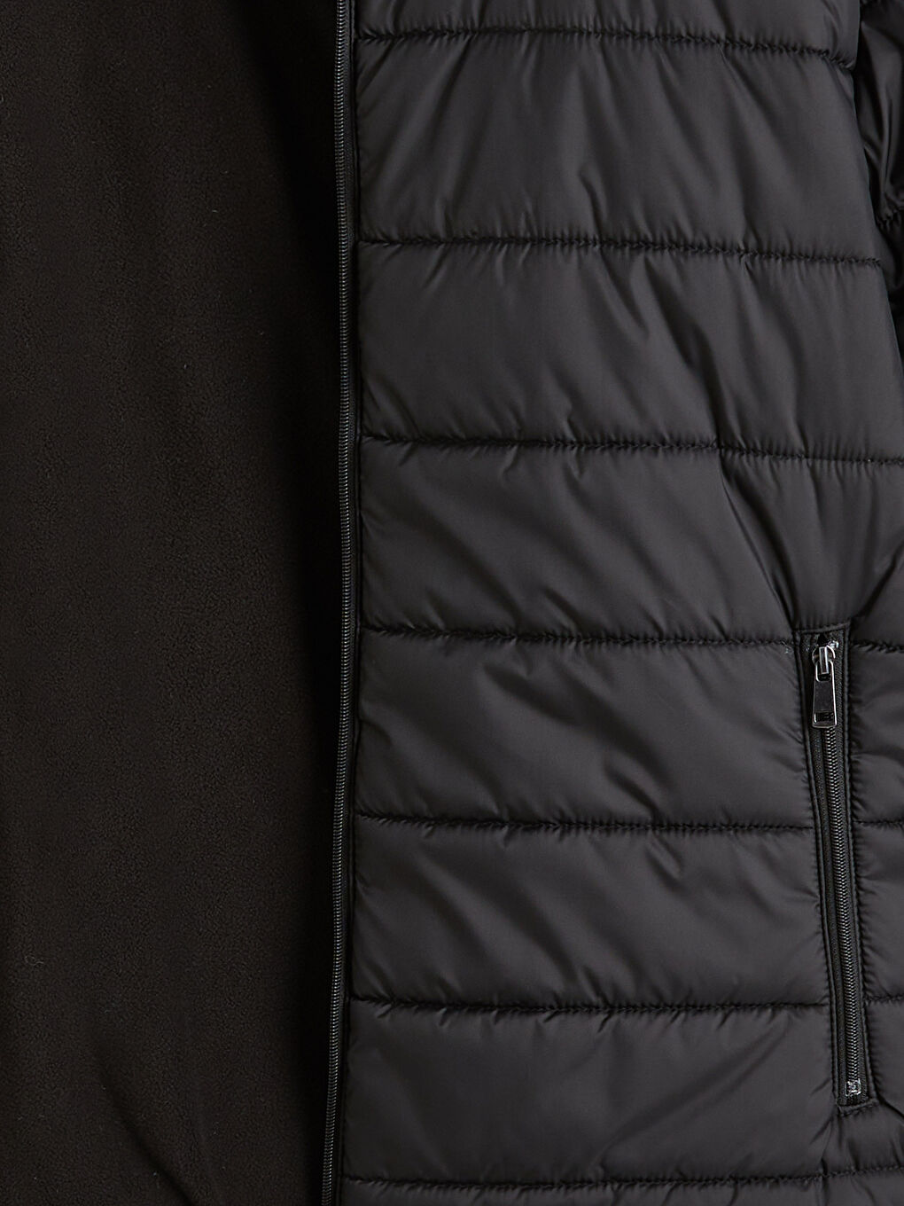 Siyah Standart Kalıp Kapüşonlu Erkek Şişme Mont-6