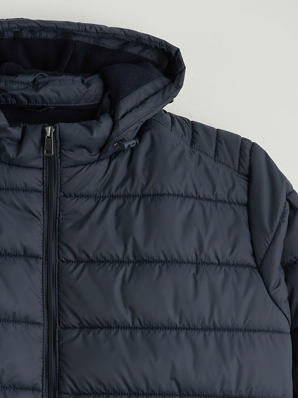 Lacivert Standart Kalıp Kapüşonlu Erkek Şişme Mont-7